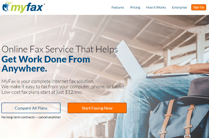 MyFax homepage
