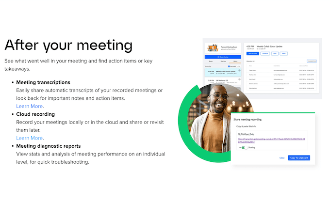 GoTo Meeting bullet list for what to do after your virtual meeting