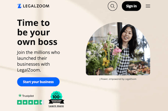 LegalZoom homepage