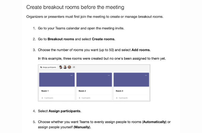 Five steps to create breakout rooms before a meeting using Microsoft Teams