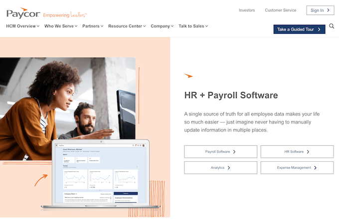Paycor HR & Payroll Software landing page