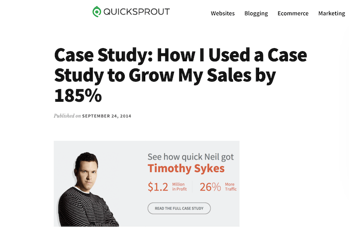 Example of a Quick Sprout case study