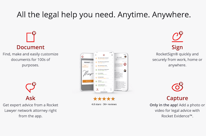 Rocket Lawyer mobile app features