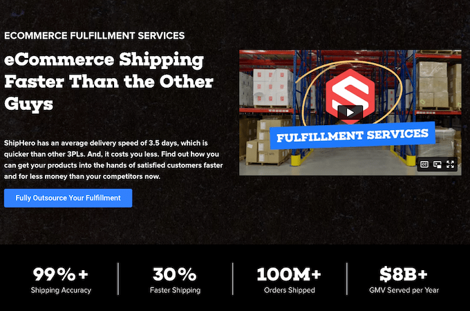 ShipHero fulfillment services landing page