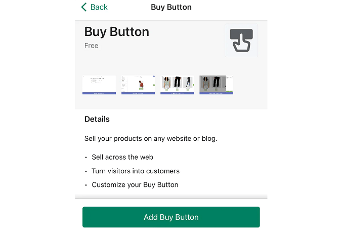 Shopify Buy Button details page