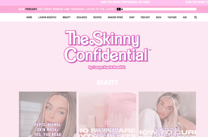 The Skinny Confidential homepage