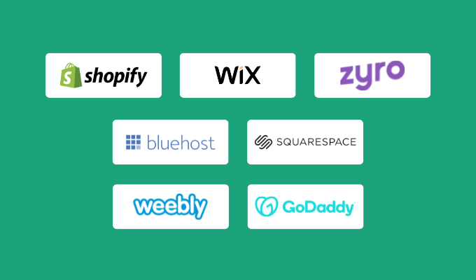 Brand logos for the seven best website builders