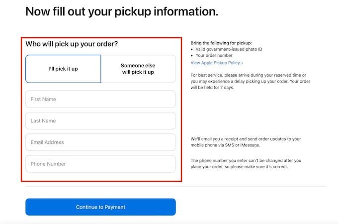 A screenshot of the Apple checkout screen.