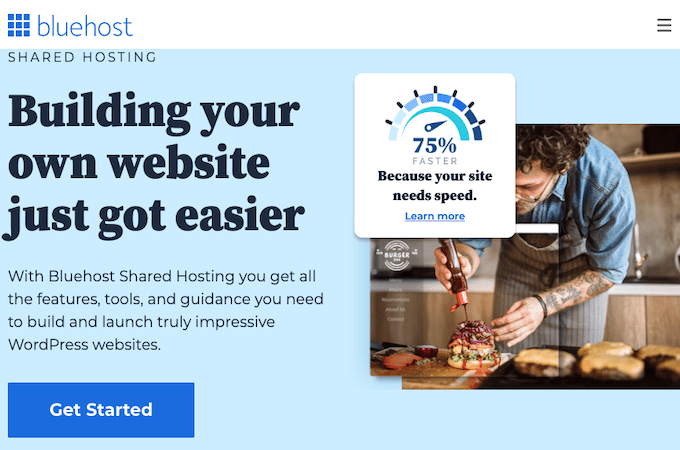 Bluehost Shared Hosting landing page