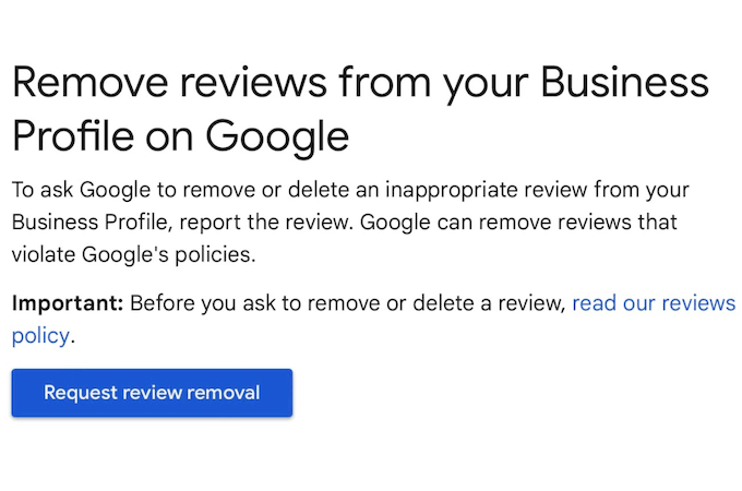 A screenshot of Google Review request screen