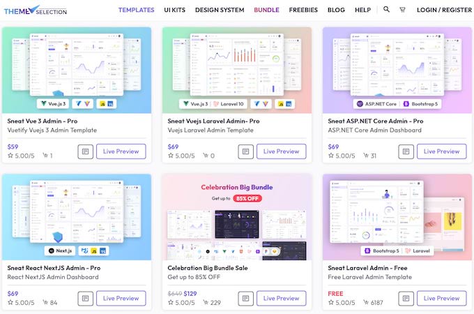 ThemeSelection templates landing page