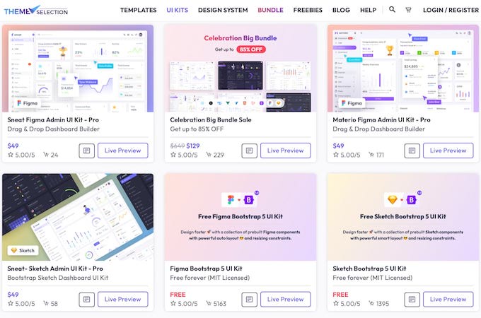 ThemeSelection UI kits page