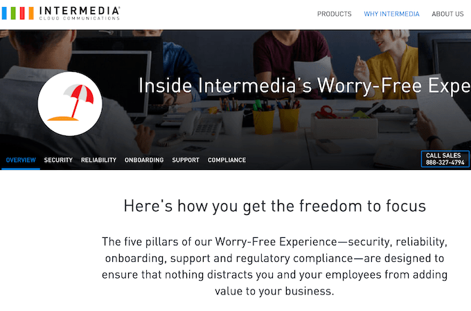 A screenshot of Intermedia's "why Intermedia" web page.