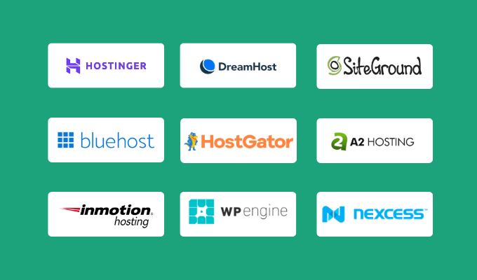 Brand logos for HostGator alternatives.