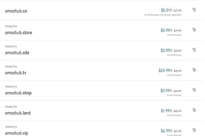 Example of alternative TLDs.