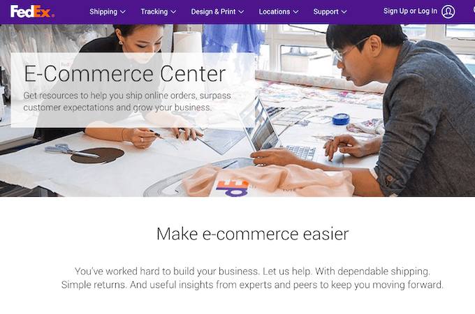 FedEx ecommerce center page. 