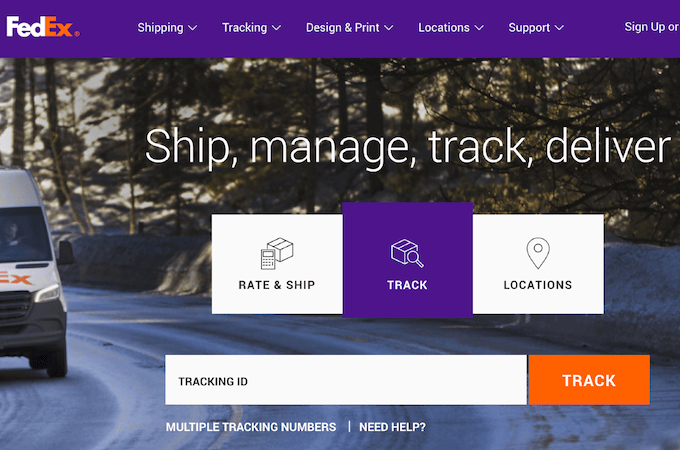 FedEx tracking page. 