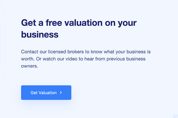 Screenshot of a free business valuation tool from Business Exits. 