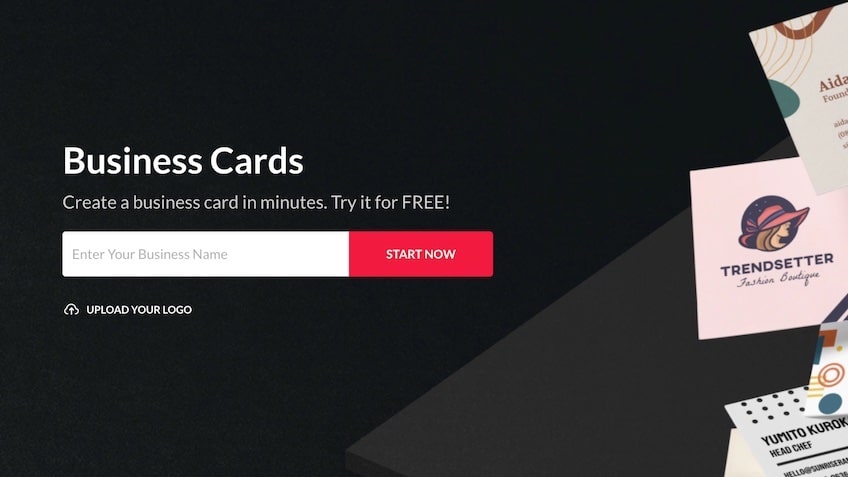 Business card landing page from BrandCrowd.