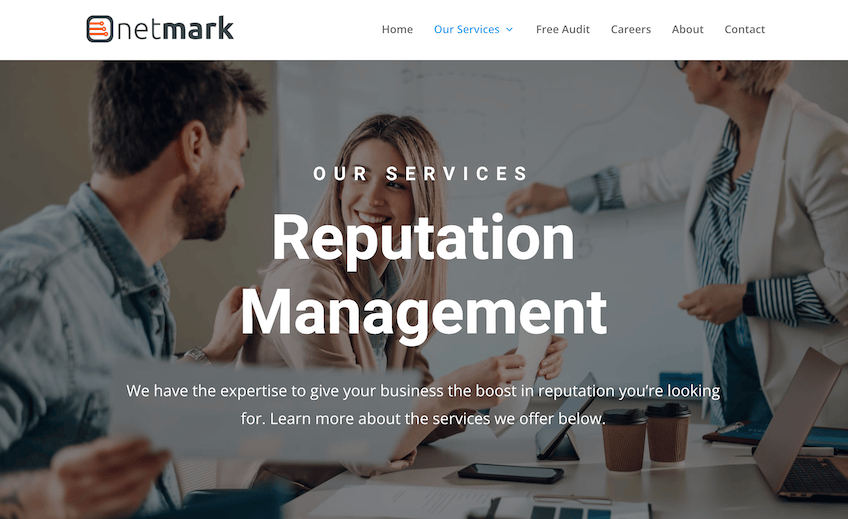 Netmark reputation management landing page