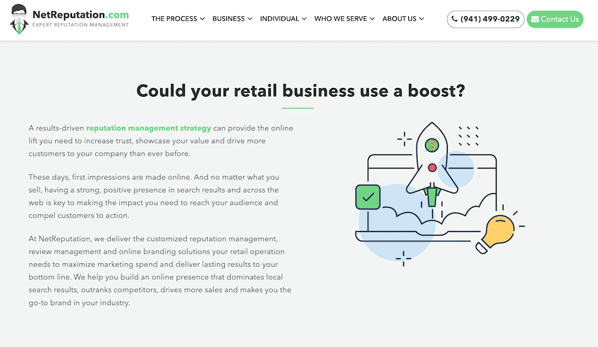 NetReputation "Retail Reputation Management" page 