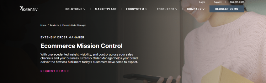 Extensiv Order Manager order management software homepage.