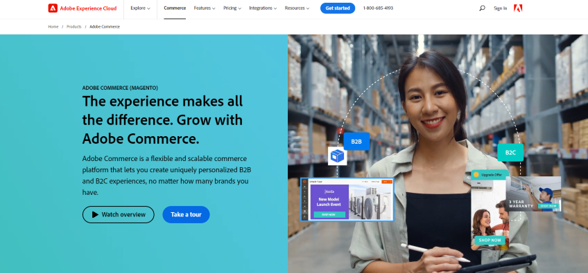 Adobe Commerce order management software homepage.