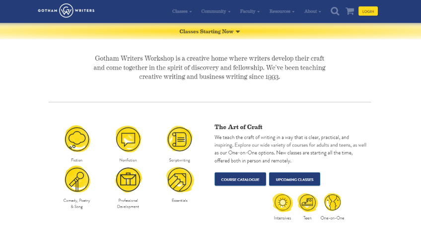 Gotham writers: creative writing 101 homepage.