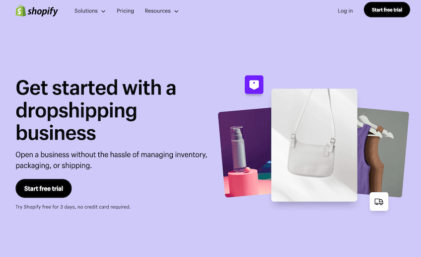 Shopify's Dropshipping page