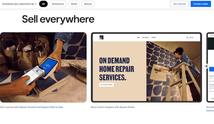 Square homepage.