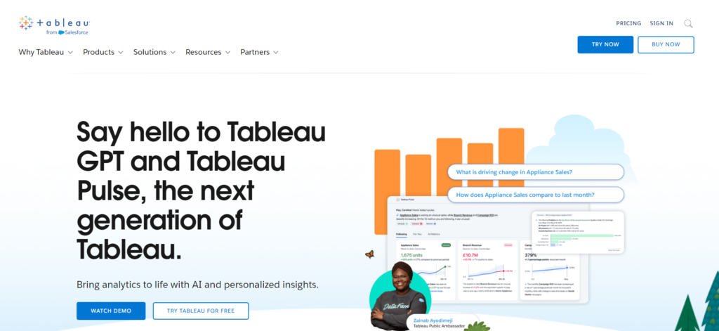 A screenshot of the Tableau homepage.