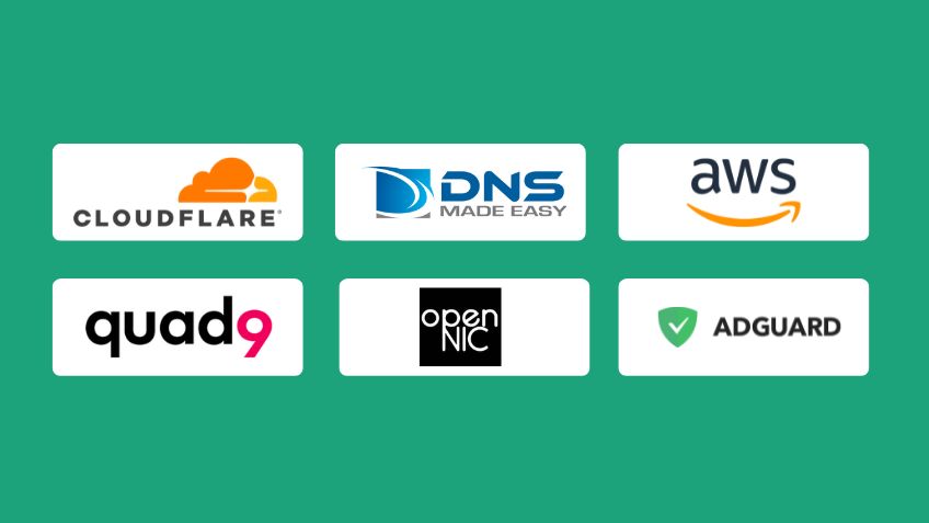 Company logos for the best DNS hosting providers reviews