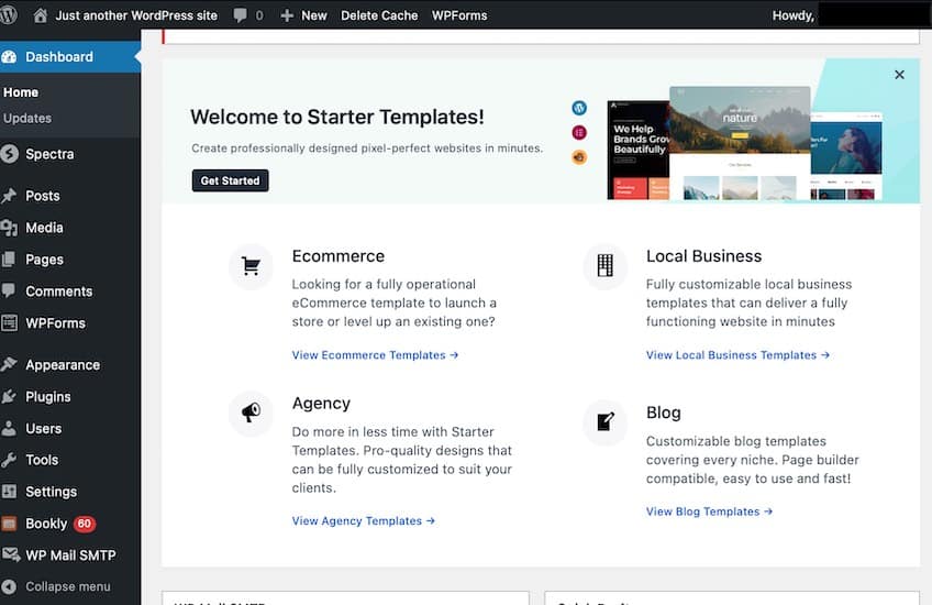 DreamHost starter templates page.