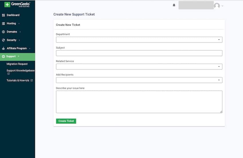 Support ticket form for submitting and tracking support requests.