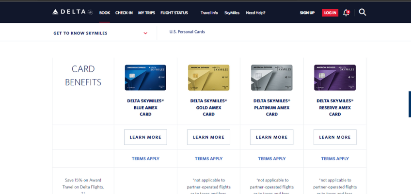 American Express & Delta partner reward scheme and bank cards.