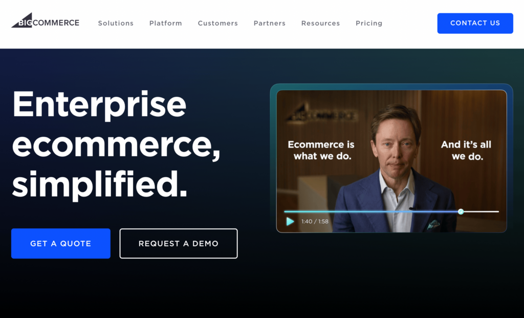 Screenshot of BigCommerce Enterprise landing page