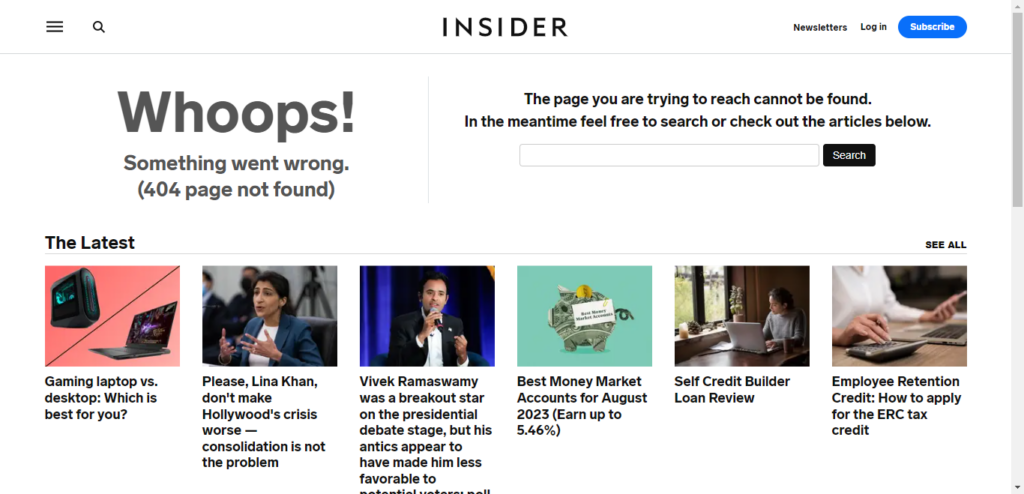 Example of Business Insider 404