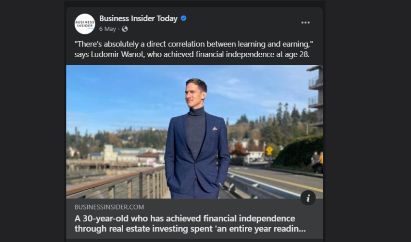 Screenshot of Business Insider Facebook post with a link to their article.