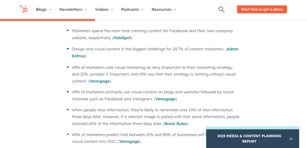 Screenshot of HubSpot curated article.