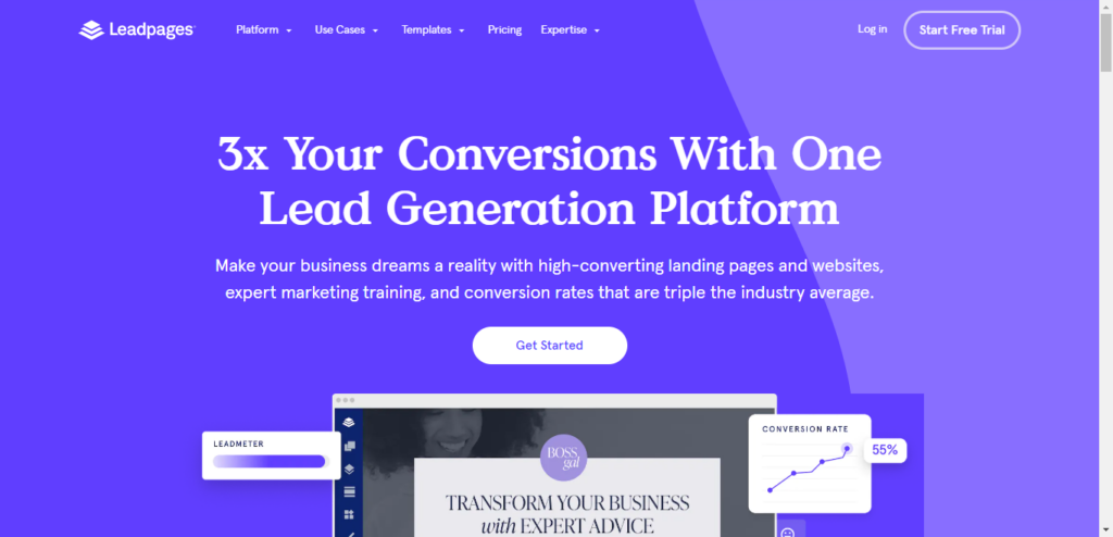 Leadpages landing page.