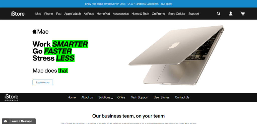 Apple MacBook landing page.