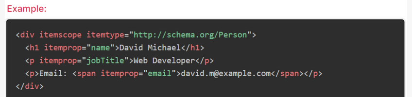 image03 Image highlighting a segment of microdata HTML code.