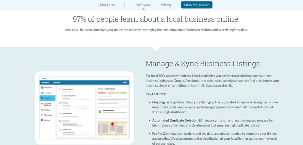 A screenshot of the Moz landing page. 