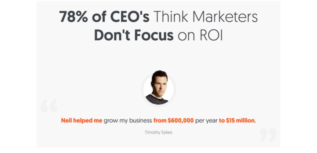 Neil Patel's case study on growth featuring Timothy Sykes. 