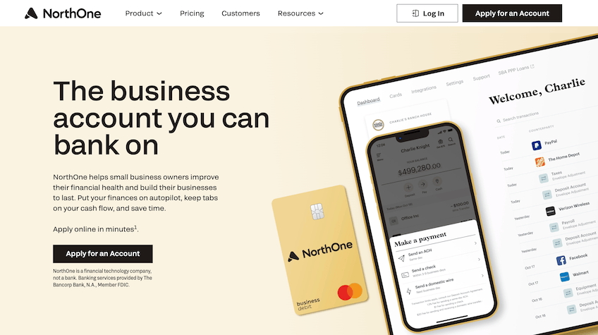 NorthOne business banking page.