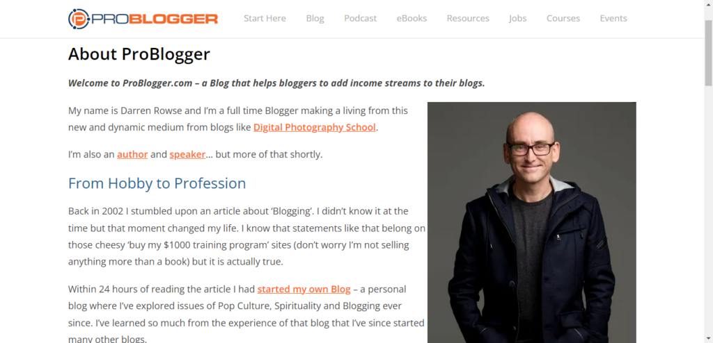 ProBlogger Darren Rouse author profile page..