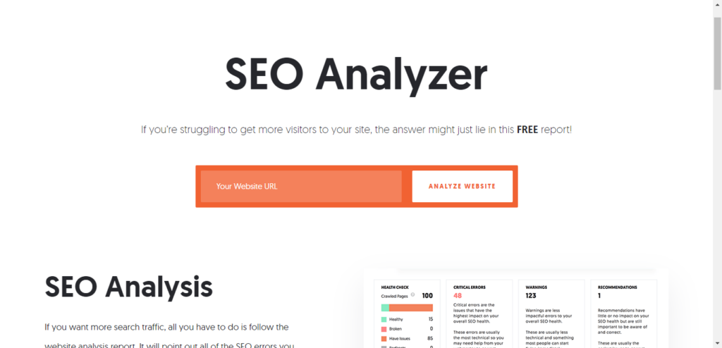 Neil Patel's SEO analyzer tool.