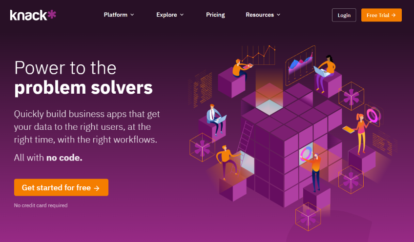 Knack home page