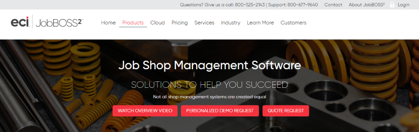 JobBOSS MRP software homepage.