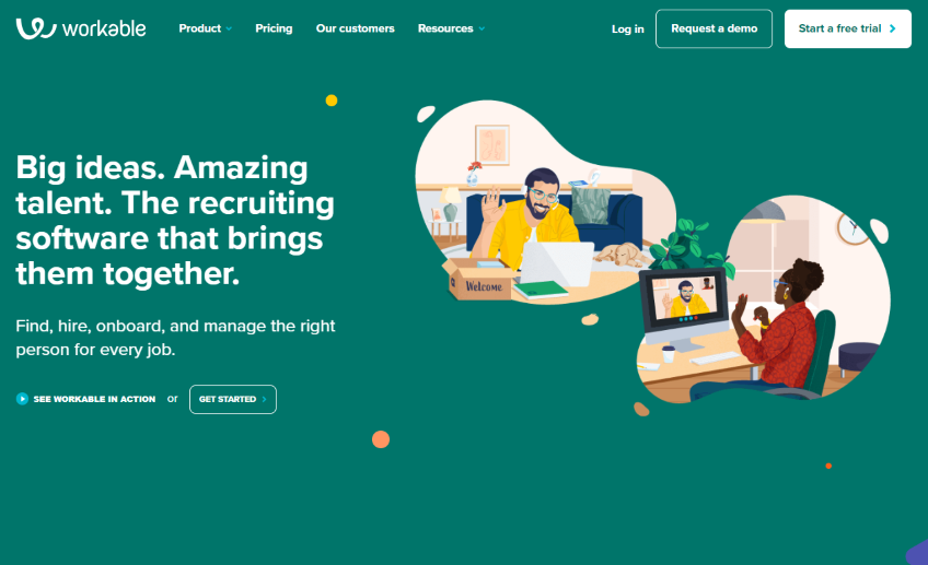 Workable recruiting software homepage.